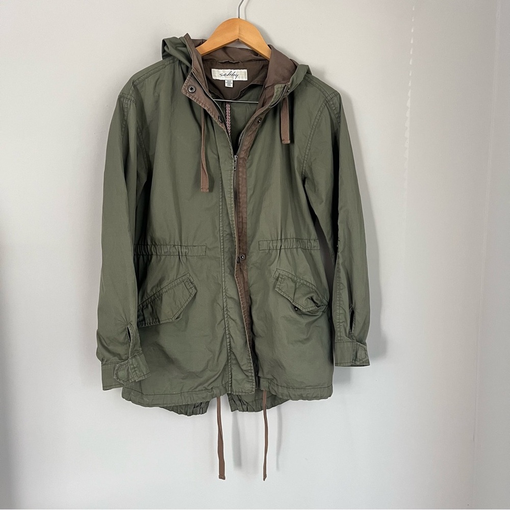 Sebby Army Green Utility Hooded Jacket Size Medium